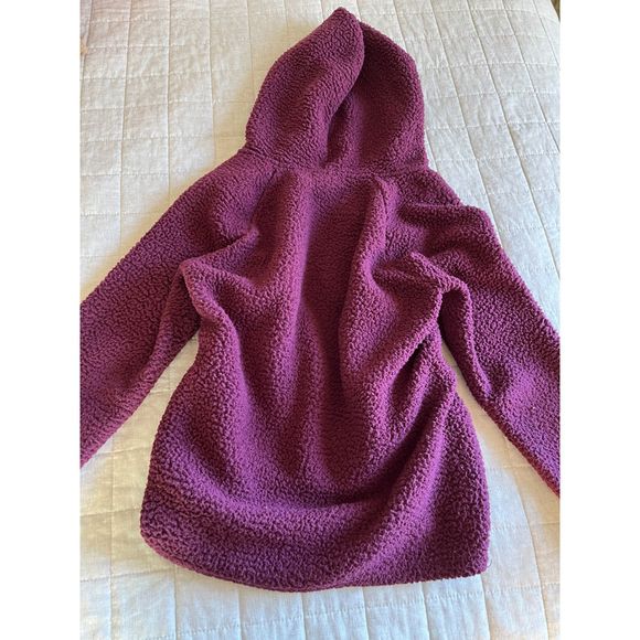 PINK Victorias Secret Sherpa Hoodie Half Zip Plum - Picture 2 of 5